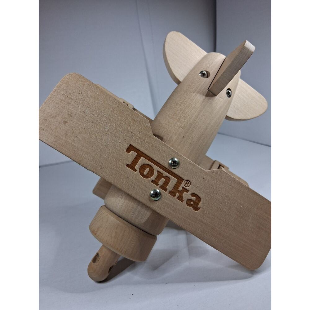 Tonka Wooden Toy Airplane – Natural Wood – Vintage Style – Minor Flaw